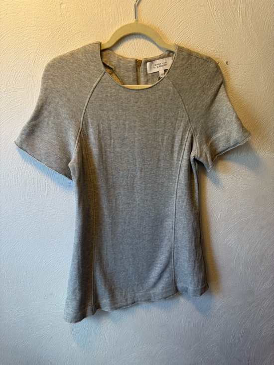 Derek Lam Tops - Derek Lam 10 Crosby 100% Cotton Sculpted Knit Top Gray Raw Edge Designer Sz 0